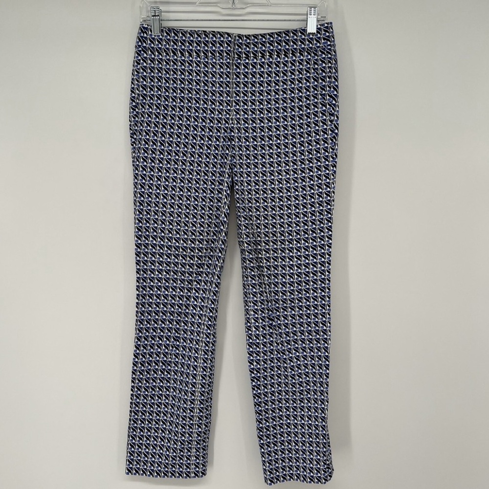 J. Crew Campbell Capri Crop Pants Abstract Wave Blue Womens Sz 2